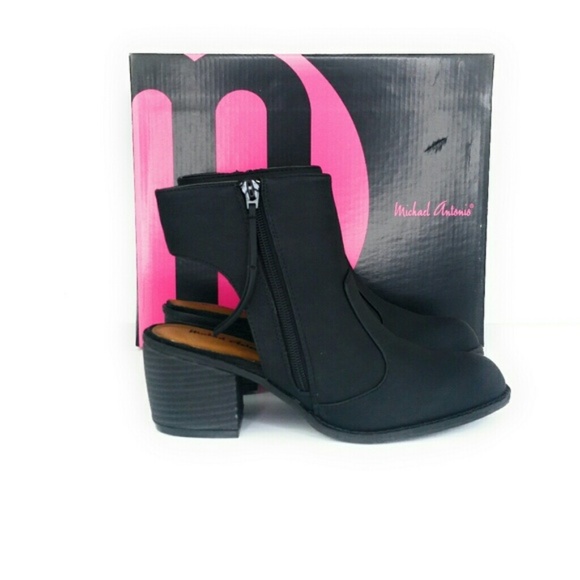 Womens Open Heel Closed Toe Zip Bootie Black Vegan - Picture 8 of 8